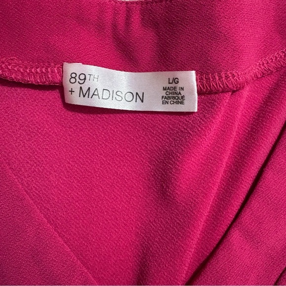 Pink 89th & Madison Size Large B-Neck Hot Pink Tank Blouse w/ Silver Hook Detail - Picture 7 of 9